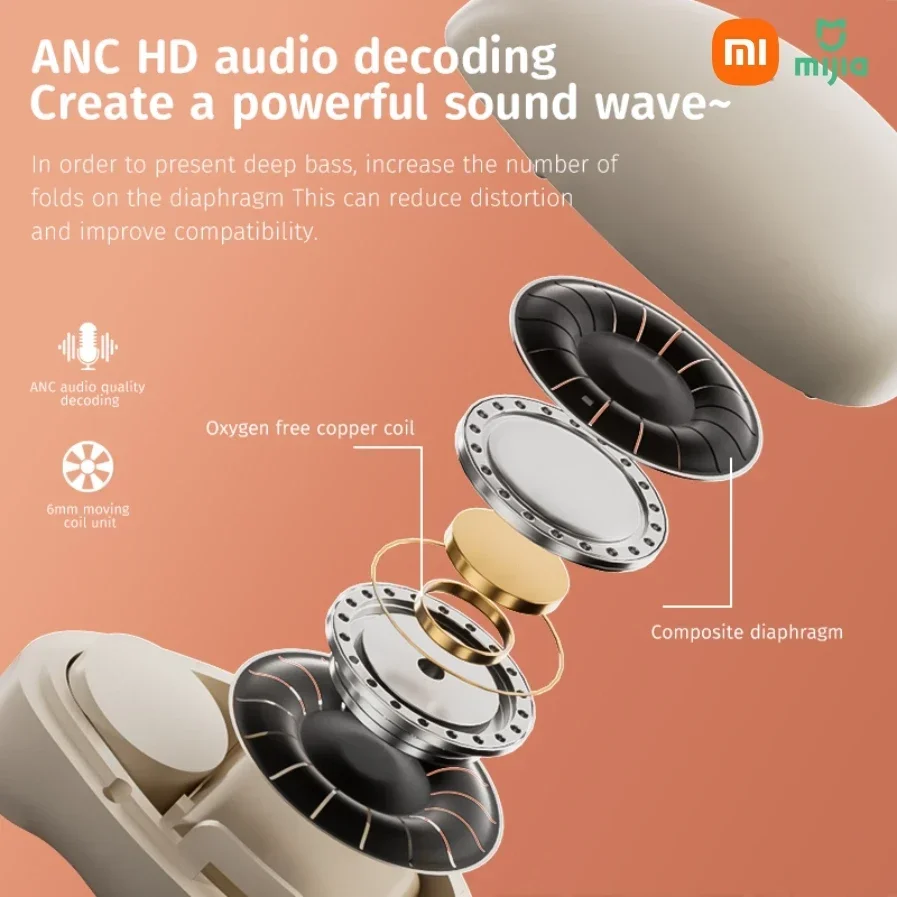 الأصلي Xiaomi MY001 النوم بلوتوث 5.3 سماعات صغيرة في الأذن الحد من الضوضاء العميقة غير مرئية عالية الصوت سماعات