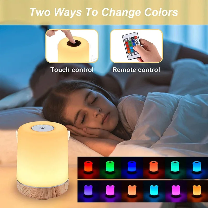 13 Colors RGB Portable Desk Lamp Touch Mode Remote Control Switch Control Rechargeable Battery Dimmable Atmosphere Bedside Lamp