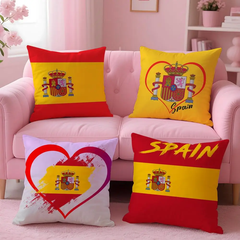 Spain ESP flag Cushion Cover Eco-Friendly Odorless Healthy Pillowcase Soft & Comfortable Kid-Safe No Filling