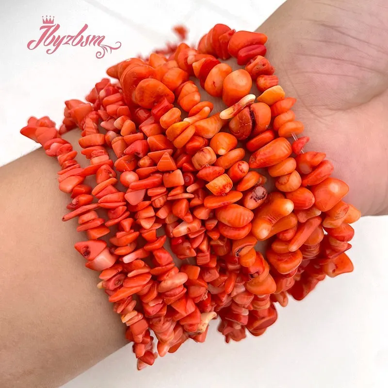 

Orange Coral Chips Irregular Stone Loose Beads for DIY Accessories Craft Necklace Bracelet Charms Jewelry Making 15inch/32inch