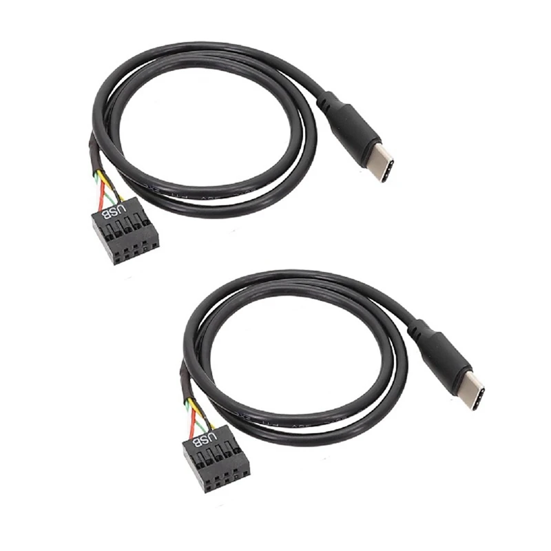 2Pcs USB 9Pin to USB Type C Cable for Computer Motherboard to USBC Secondary Screen PC LCD Screen 9Pin USB Cable Adapter