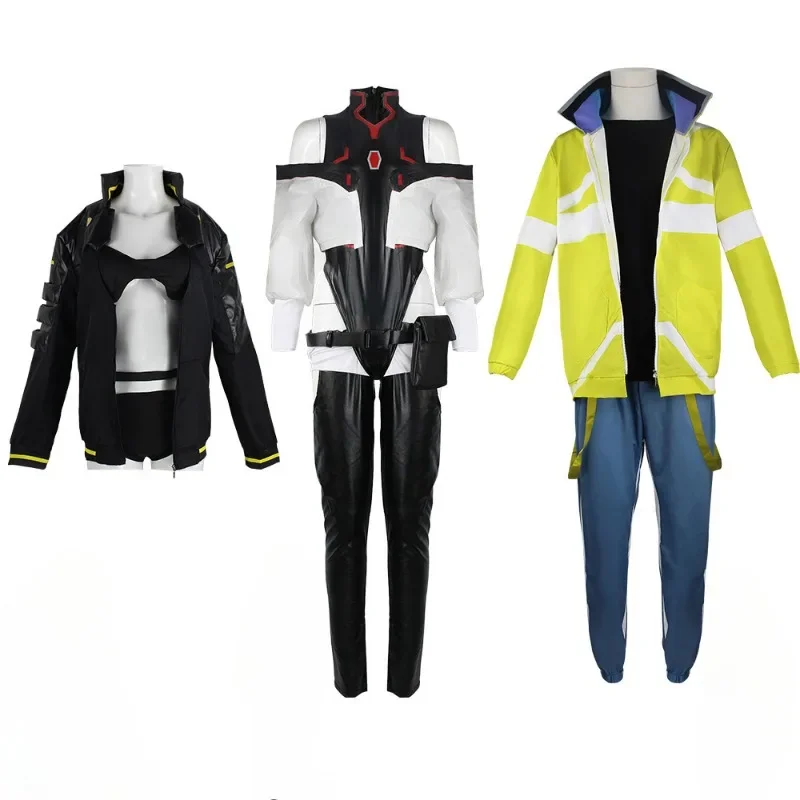 لوسي ديفيد زي أنيمي سايبربانك نمط الملابس سترات باردة أصفر أسود لعب الأدوار الزي حفلة الهالوين للجنسين الرجال النساء