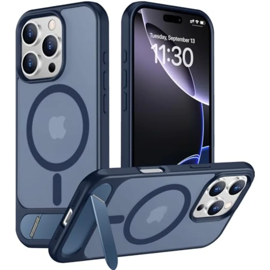 

Magnetic Compatible with iPhone 16 Pro Max Case, [Built-in Invisible Kickstand][Compatible with MagSafe] [Military Grade Shockp
