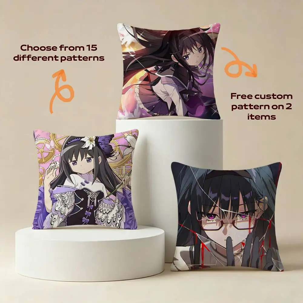H-Homura Anime P-Puella Magi Square Sofa Pillow Cover Solid Color Living Room Home Decor Cushion Case