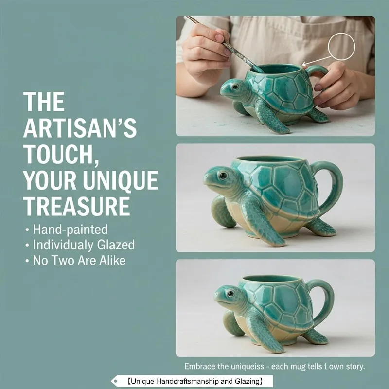 

Кружка-черепаха ручной работы на тему океана, креативный подарок на Новый год, День святого Валентина