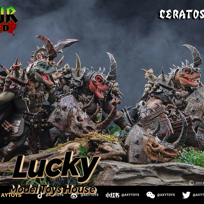 

AXYTOYS Deluxe Version 1/10 AXY-003A Orange Carnotaurus Leader Dinosaur Battlefield AXY-009 White AXY-010 Green 20cm Model Gifts