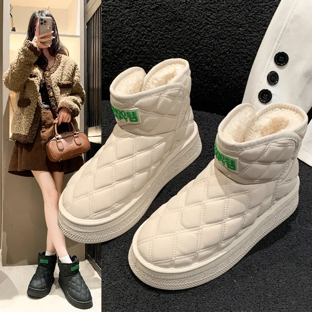

Pop Boots Flat Platform Boots Women Plush Australia Round Toe Winter Footwear Clogs 2024 New Ladies Ankle Boots Size 36-41