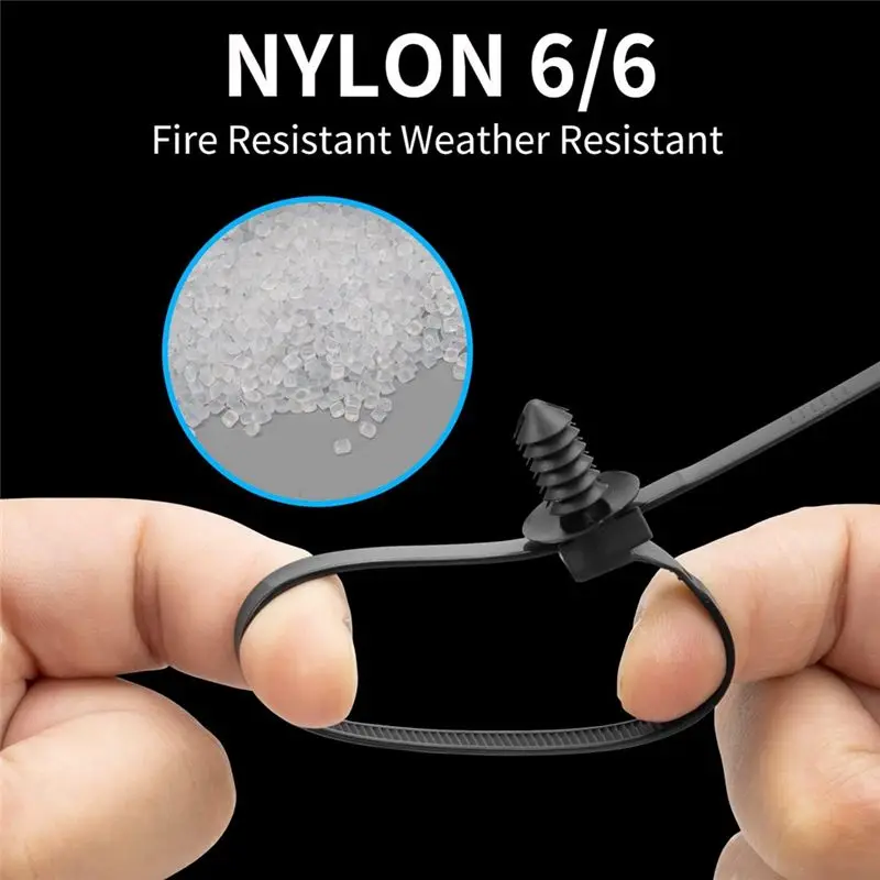 Y50A-Fir Tree Nylon Push Mount Zip Ties, Wire Ties- 100PCS 2 In 1 Self Locking Assortment For Indoor Wire Tying