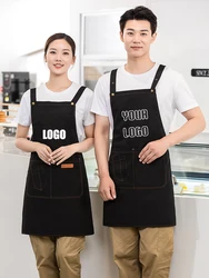 Custom Apron With Own Design Kitchen Cooking Aprons Cleaning Accessories Man's Grilling Women Waterproof Waiter Adult Bibs Black