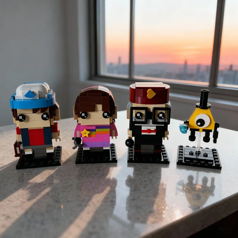Image of 425-teiliges MOC-Baustein-Set Gravity Falls Modell DIY Kunst-Set Mega Mini Ikonische Fähigkeiten Manuelle Ausstellung Helden-Pack Spielzeug Geschenk