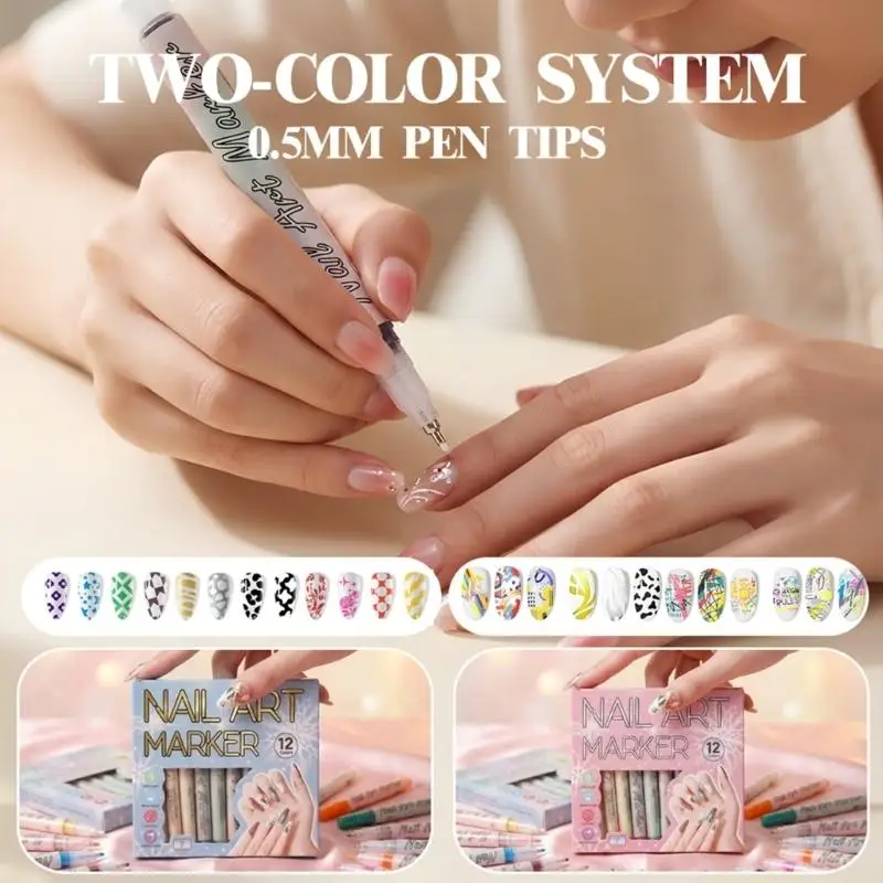 Waterproof Art Marker 12 Color Drawing Pen 0.5mm Fine Tip for Painting Doodling