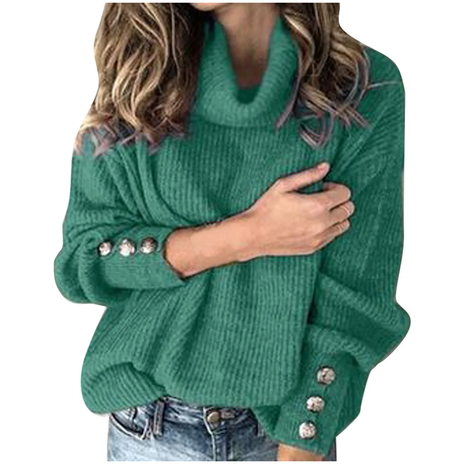 Solid Color Casual Sweater Autumn Women's High Neck Loose Oversize Knitwear Classic Basic Versatile Sweater Elastic Pullovers