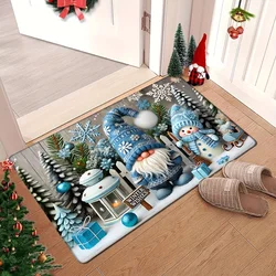 Christmas Blue Gnome Snowman Doormat Xmas Home Decor Rug Living Room Bedroom Balcony Hallway Floormat Navidad Decorations 2025