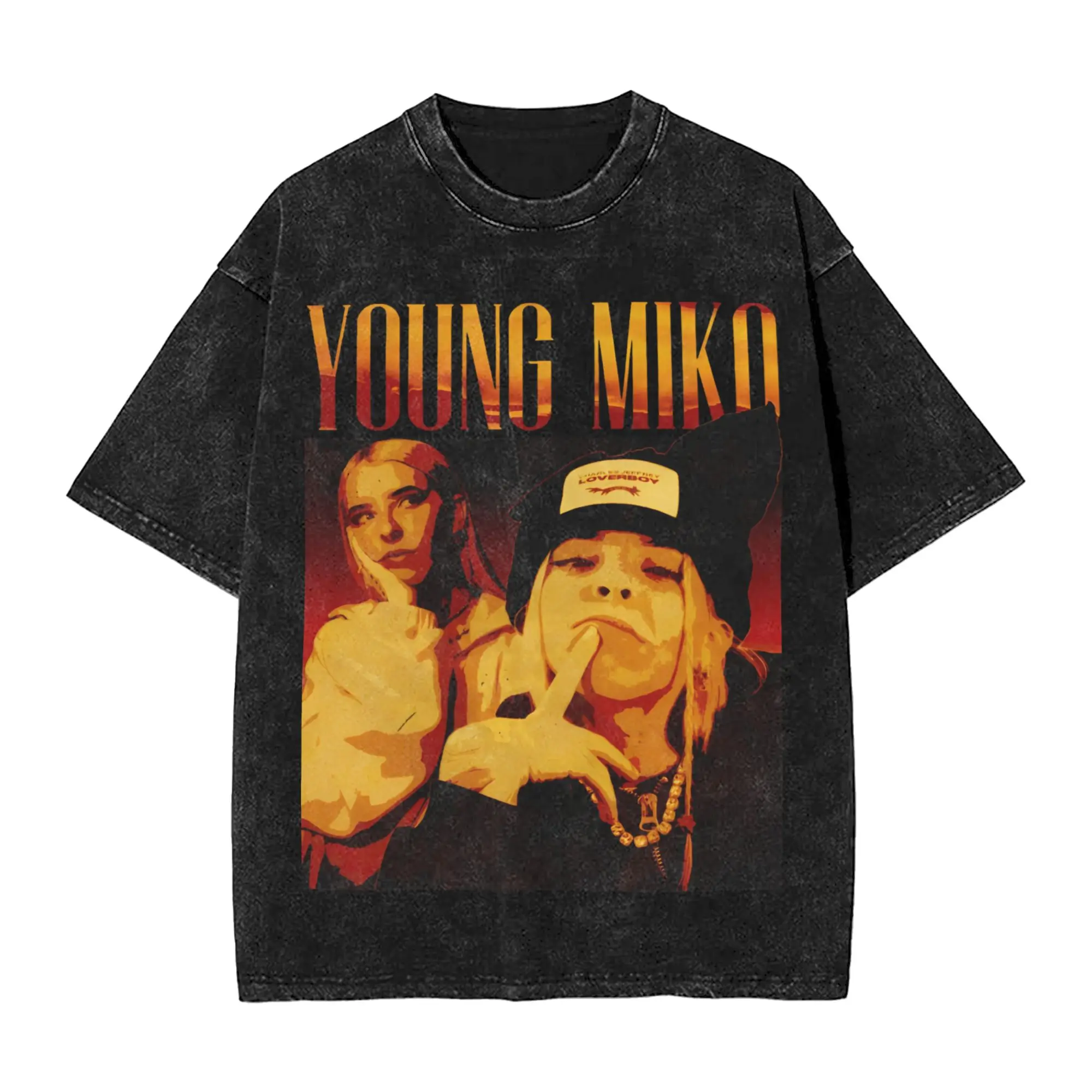 Washed T Shirts Singer Young Miko Rapper Hip Hop Retro T-Shirts Street  Streetwear Short Sleeve Printed Tee Shirt for Men Women