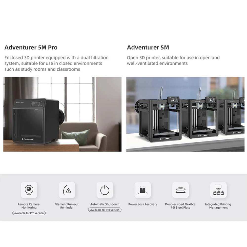 Imagem -03 - Flashforge-impressora 3d Adventurer 5m Pro Alta Velocidade Nivelamento Totalmente Automático Extrusora Direta Desligamento Automático com Câmera
