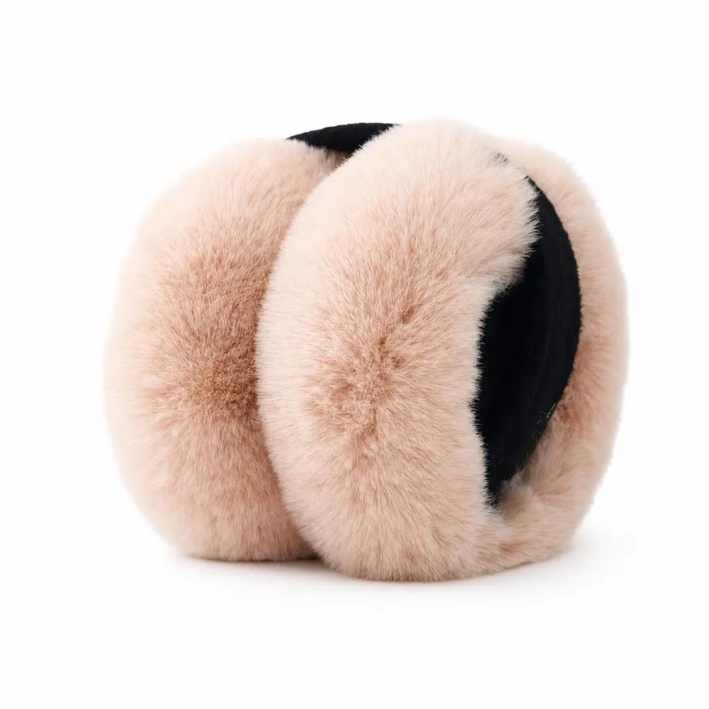 Portable Adjustable Faux Fur Earmuffs Thermal Lining Soft Fluffy Ear Covers Foldable Ear Warmers Cold Weather
