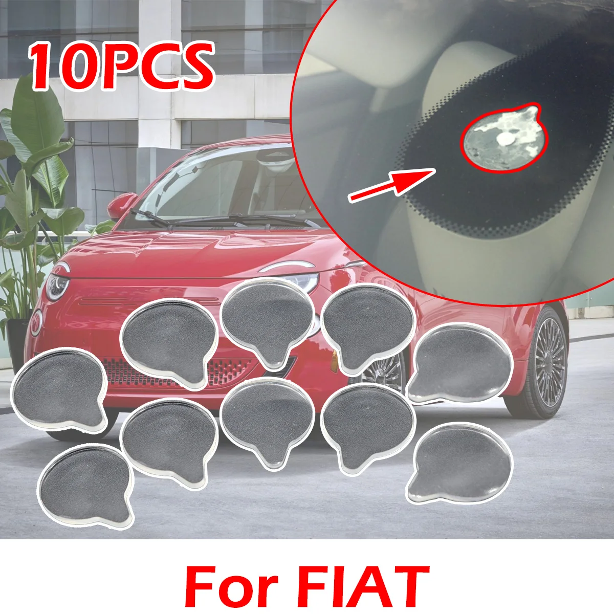 

10PCS Car Rain Light Sensor Gel Pad Adhesive Film Silicone Cushion Windscreen Chip Fix Tape Car Replacement For FIAT Abarth 500e