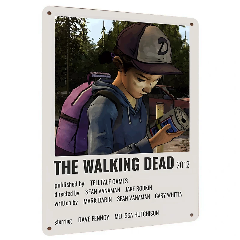 The Walking Dead Game Peripheral Girl Checking Canned Scene Vintage Iron Wall Art Living Room Decor