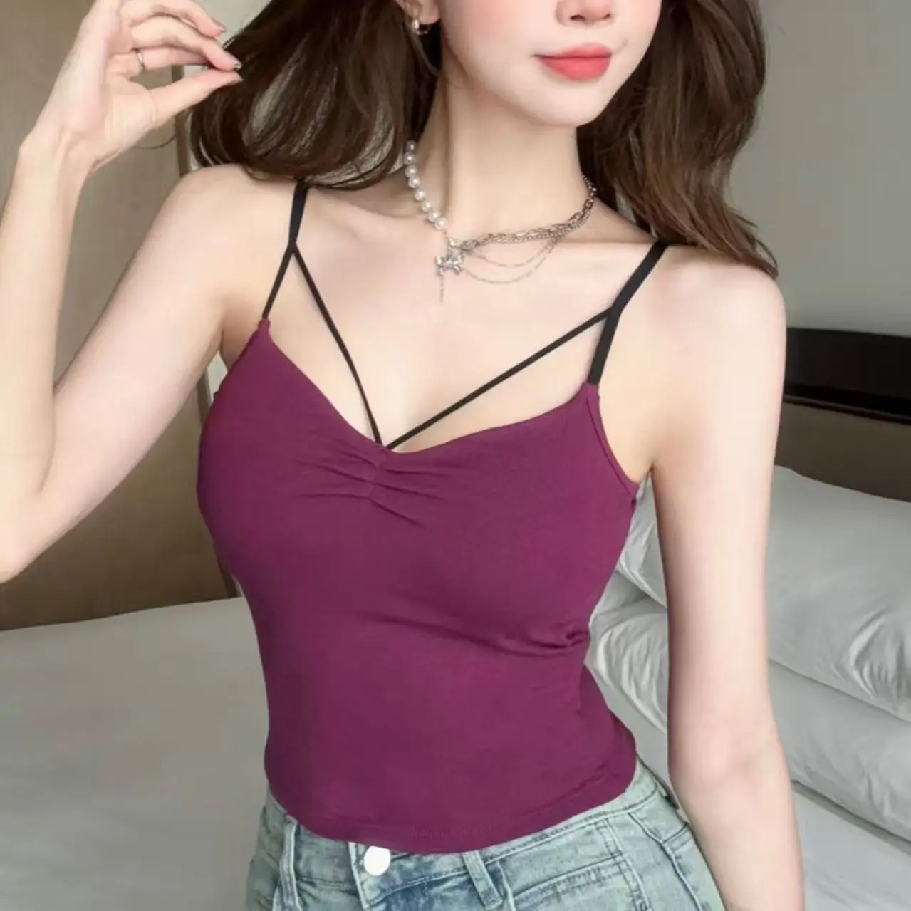 Cotton Comfortable Sexy Padded Shaping Slimming Versatile Adjustable Straps Camisole