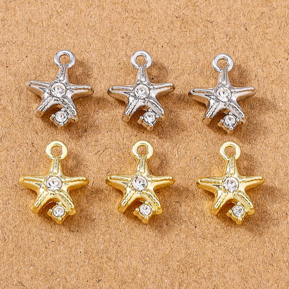 

5pcs Cute Crystal Starfish Charms Pendant for Jewelry Making Necklace Bracelet Earrings DIY Accessories Supplies