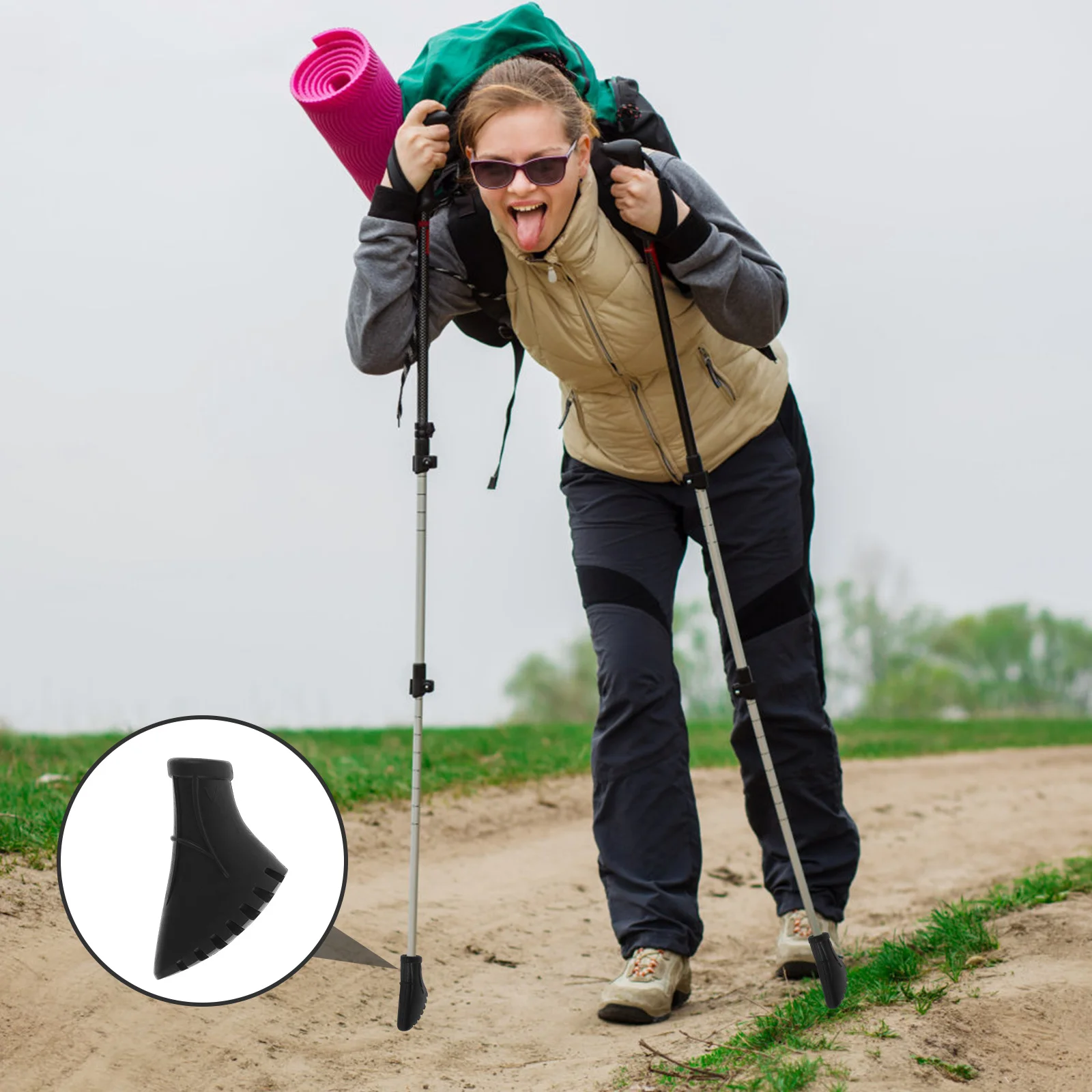 

Trekking Pole Replacement Tips Durable Hiking Stick End Caps Universal Fit For Hiking Trekking Poles Walking Sticks Ski