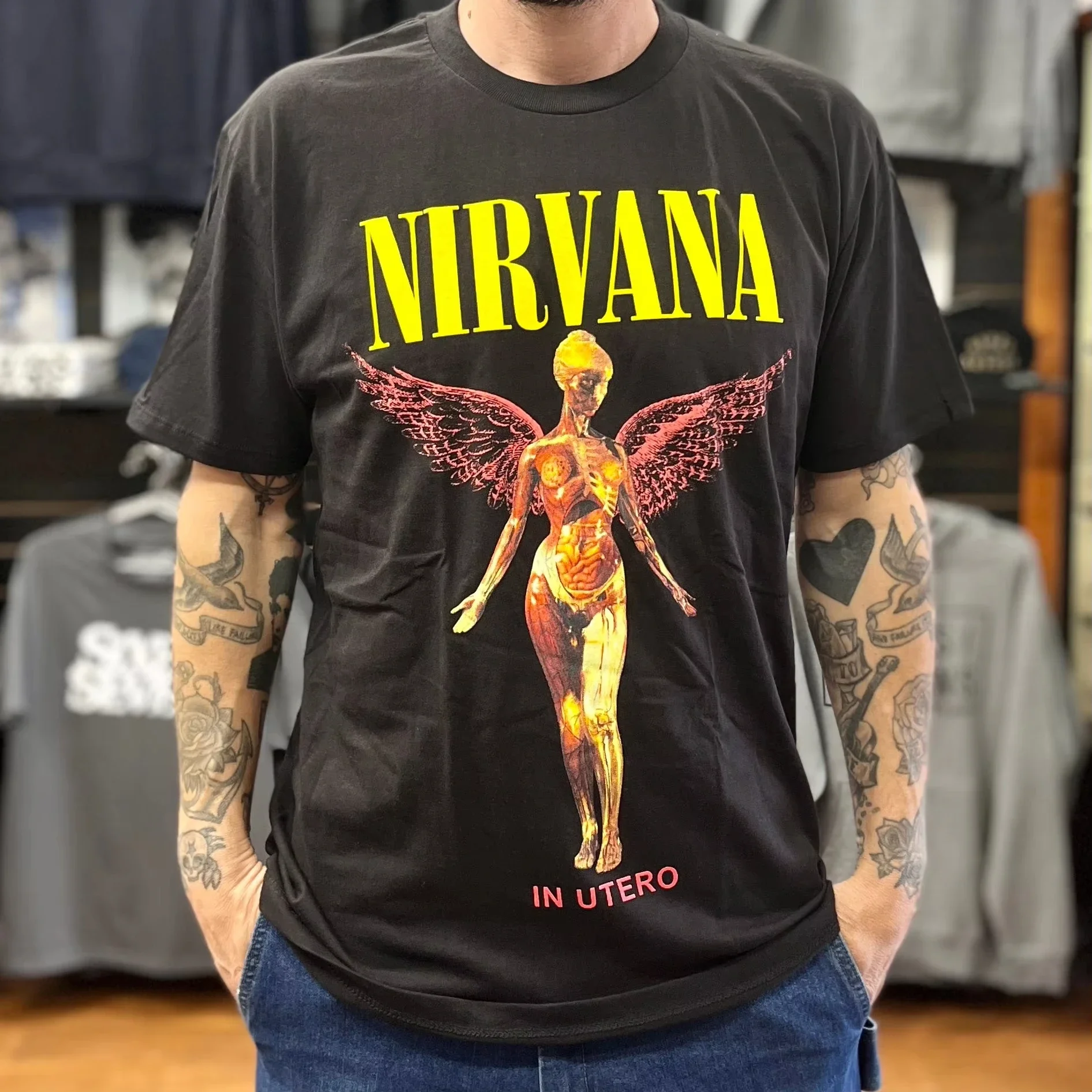 Rock Band Nirvana in Utero Album Graphics Cotton T-shirt 2026 Summer High-Quality Men's and Women's Fashion Streetwear T Shirt
