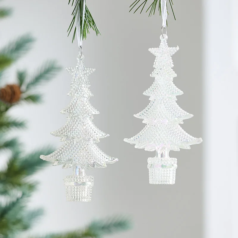 

Transparent Colorful Christmas Hanging Bells Horse Acrylic Crystal Hanging Christmas Decoration Butterflies Bells Christmas Tree