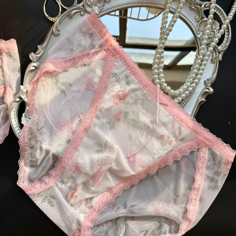 Plus Size Sexy Retro Court Style Floral Mesh Men's Underwear Lightweight Lace Cute See-through Comfortable Breathable Panties