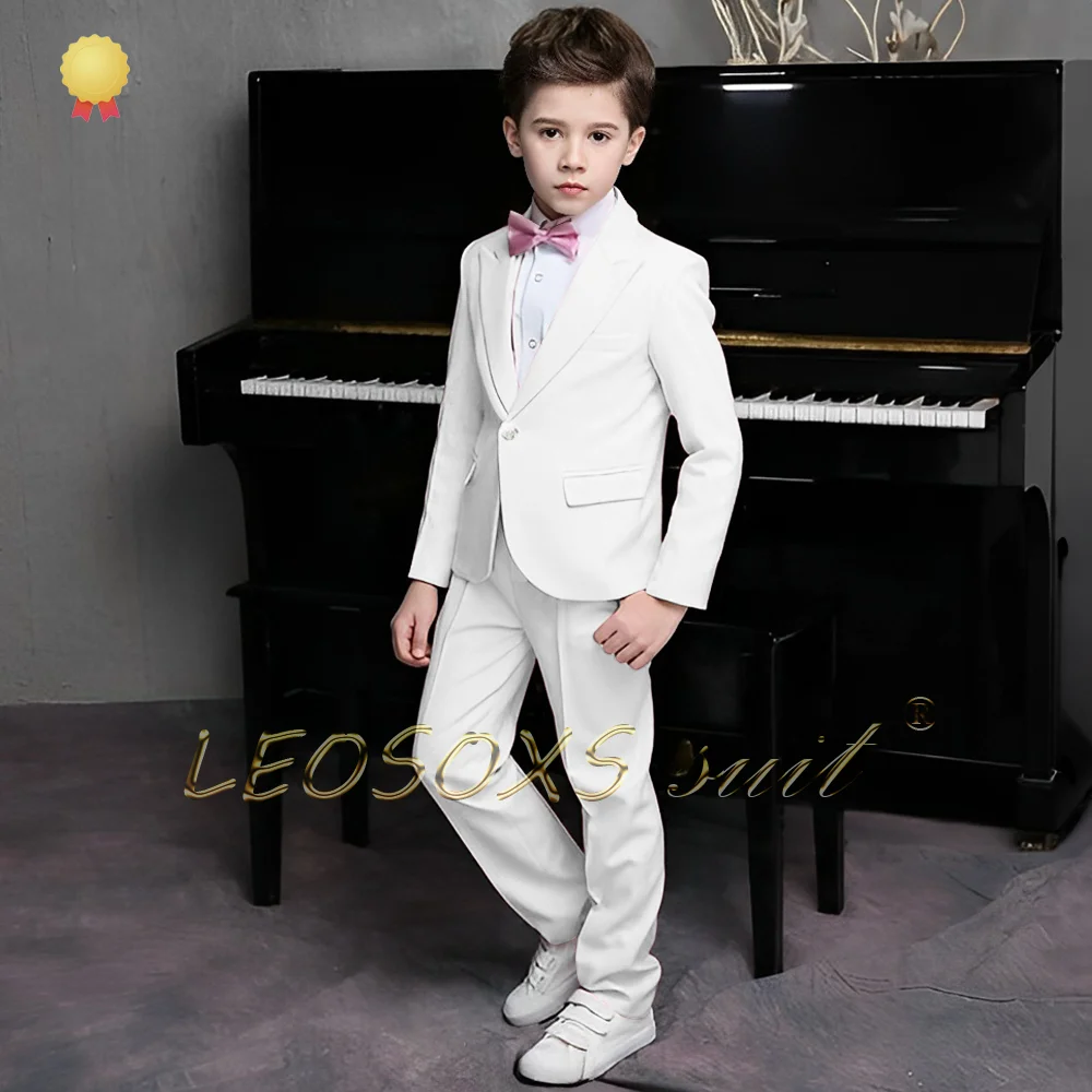 Boys\' 2-piece pink event performance suit, customized elegant occasion tuxedo for children aged 3 to 16 years old