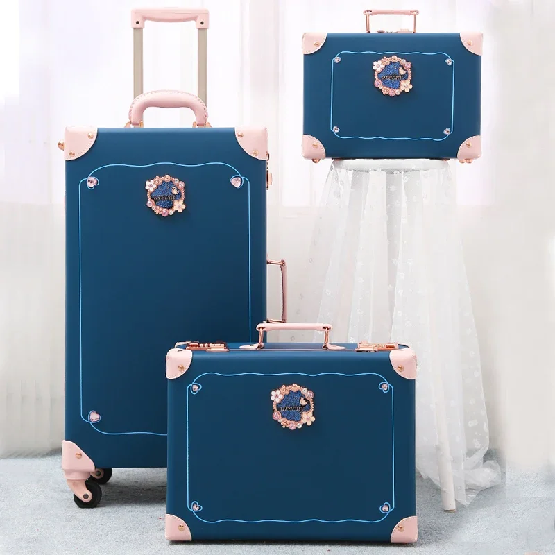 

20 "22" 24 "26" Cabin Suitcase Set Scooter PU Retro Travel Rolling With Wheels Luggage Large Trolley Case Women Hand Makeup Box