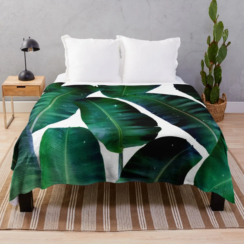 Cosmic Banana Leaves #redbubble #lifestyle Throw Blanket Beautifuls Luxury Thicken Bed covers Loose Blankets