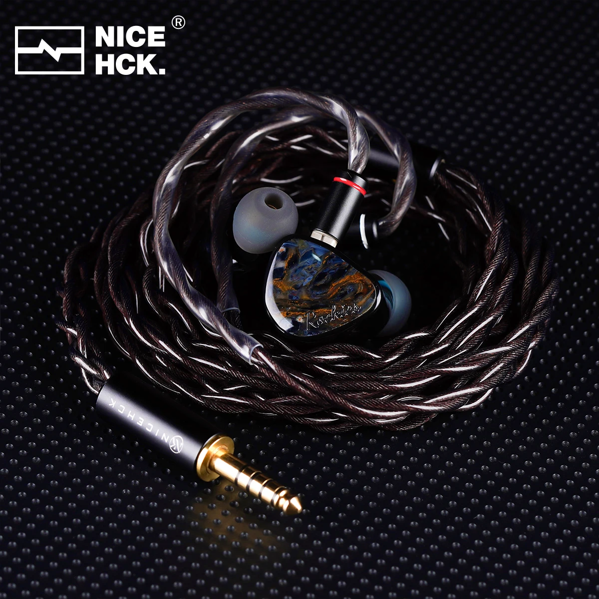 ما قبل البيع NICEHCK Rockies HiFi IEM 1DD + 2 Knowles BA + 2 Sonion EST قابل للاستبدال 0.78 2Pin الطبيعية Pietersite Faceplate الصوت ياربود