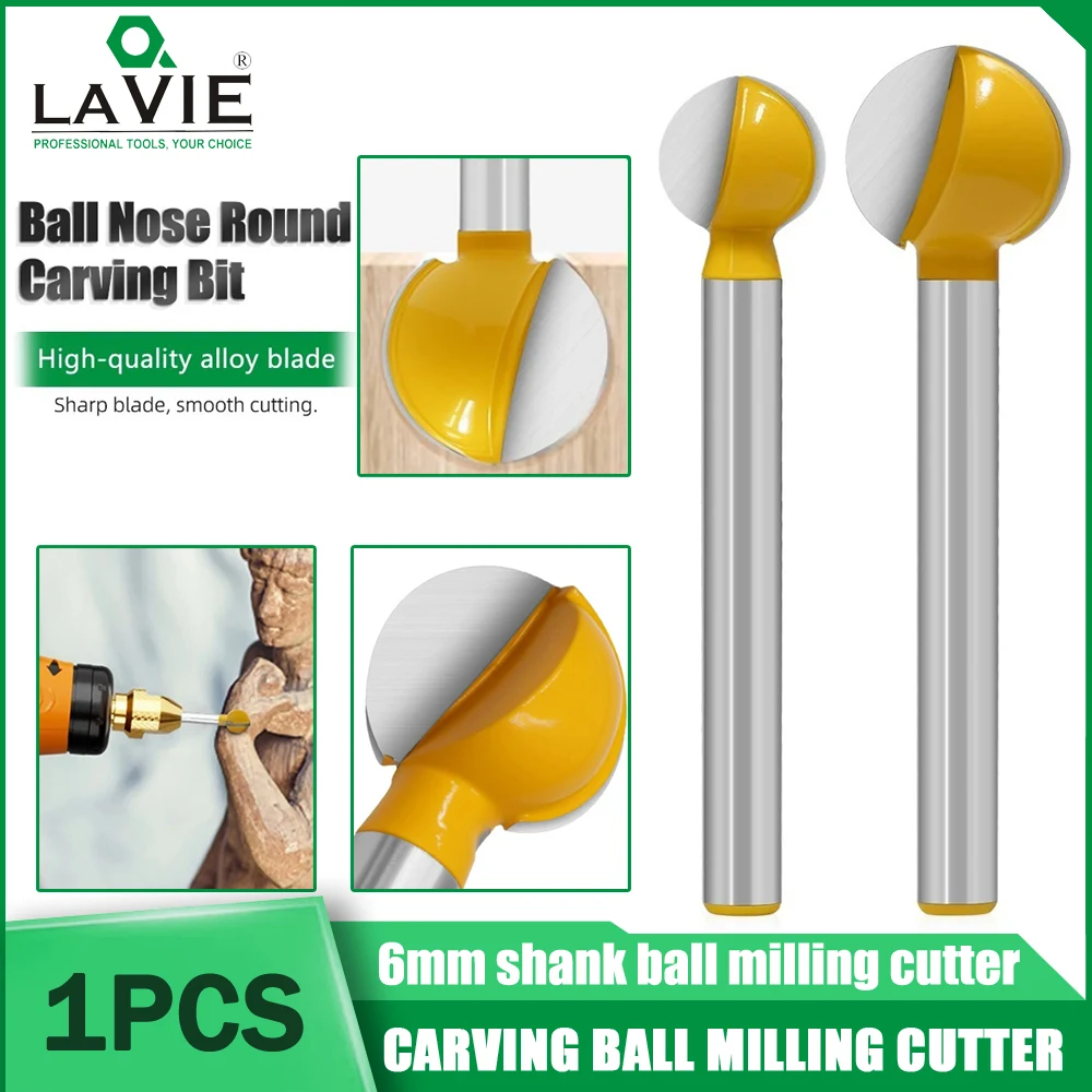 LAVIE 6mm Shank Milling Cutter Round Carving Router Bits Carving DIY Woodworking Engraving Tools Fresadora Router Bits for Wood