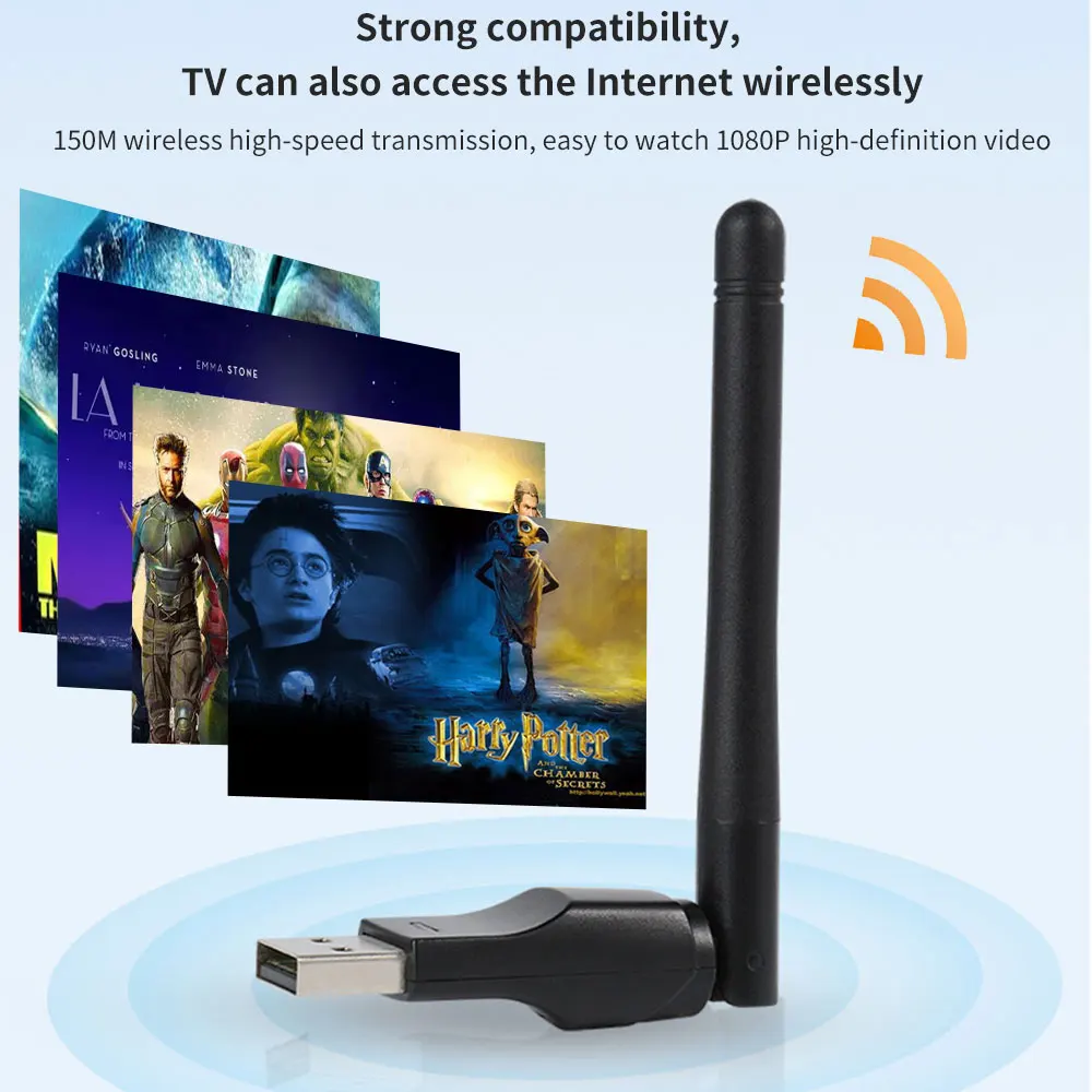 TISHRIC อะแดปเตอร์ WIFI USB 7601การ์ดเครือข่ายไร้สาย150Mbps 2.4 Ghz Wi-Fi 802.11n/G/B Ethernet สำหรับแล็ปท็อป PC Windows