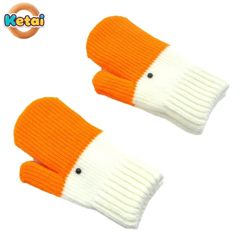 Grappige gebreide ganzenwollen handschoenen voor herfst en winter, schattig met dik fluweel voor koude bescherming en warmte dubbellaagse handschoenen