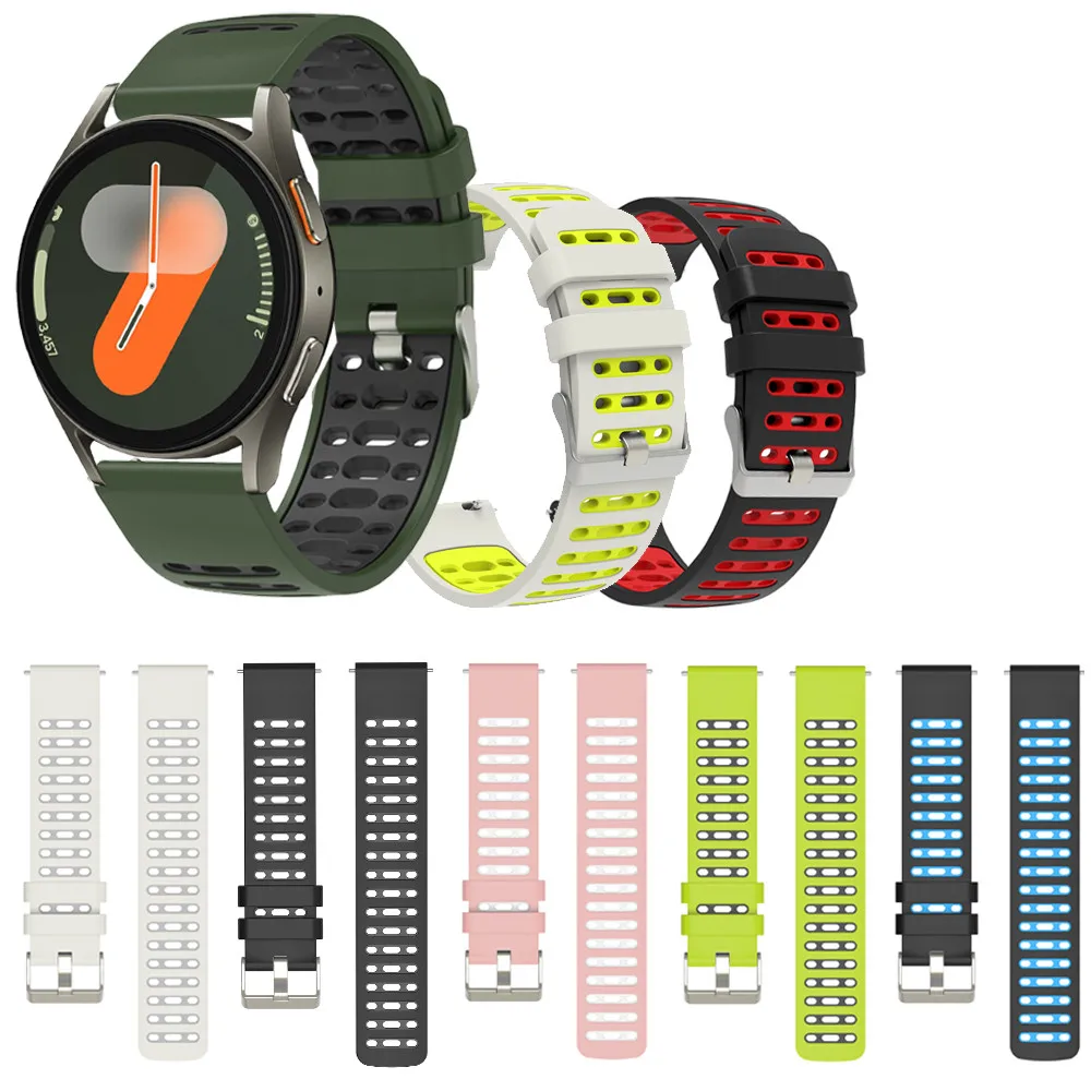 Pulseira de Silicone Macio para Samsung Galaxy Watch FE 7 6 5 4 /Active 2/Watch5 Pro/Watch6/Watch4 Classic 42mm 46mm 40mm 44mm 43mm 47mm
