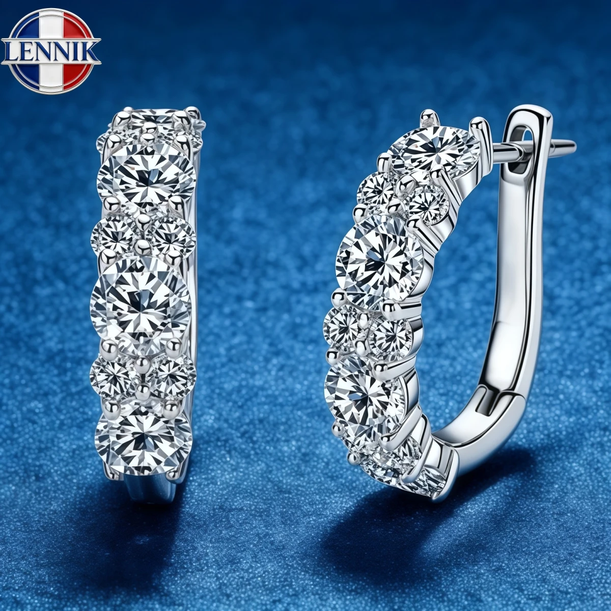 Real 925 Sterling Silver Moisanite Earrings D Color 2.76CTTW. Moisanite Lab Diamond Hoops Earrings Sparking Wedding Fine Jewelry