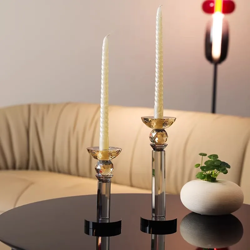 

Европейский роскошный подсвечник из хрусталя K9 для романтического ужина при свечах, декор для создания атмосферы, реквизит для мероприятий