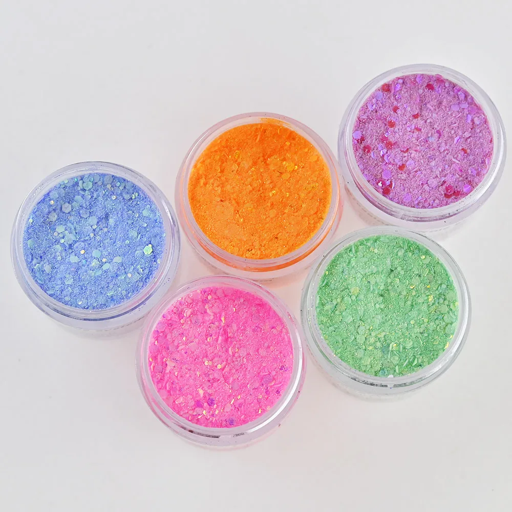 YTYIN, 1kg, polvo acrílico para decoración de uñas, mezcla de sirena, hexágono, lentejuelas brillantes gruesas para uñas, constructor extendido, escultura, esmalte de Gel Ma