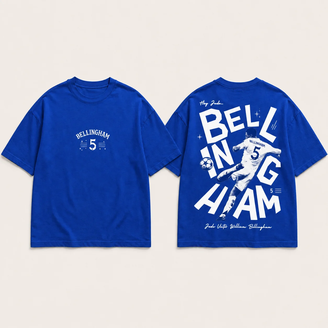 Jude Bellingham Nr. 5 Fußballspieler Grafik T-Shirt für Männer und Frauen, beidseitig bedrucktes Kurzarm-T-Shirt, lässiges Fußball-T-Shirt – Detail 6