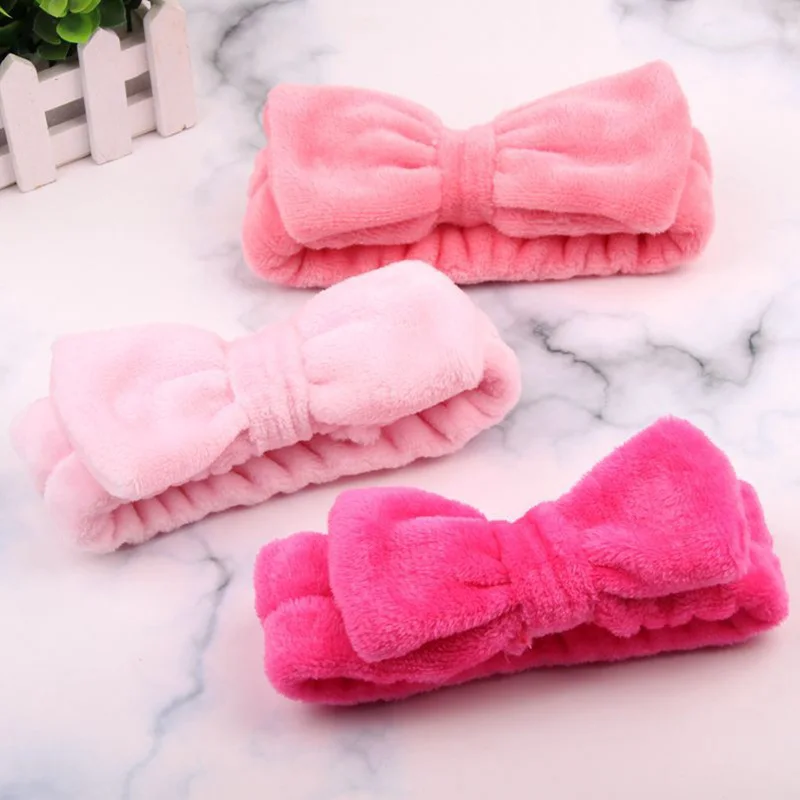 2023 Wash Face Hair Holder Hairbands Soft Warm Coral Fleece Bow Ears Headband for Women Girls Make Up Turban Hair Accessories