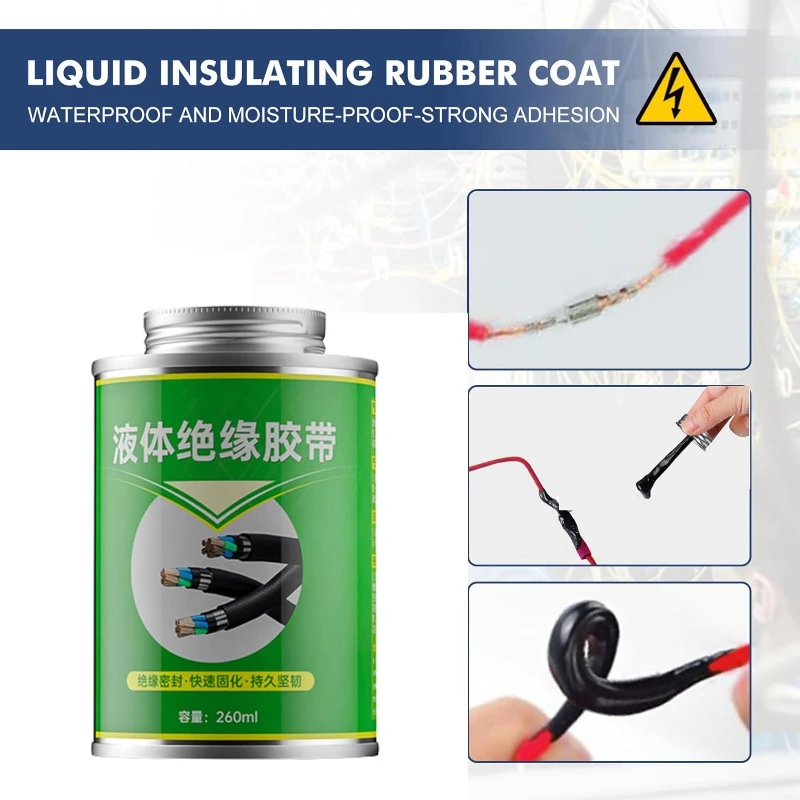 Liquid Insulation Paste 100/260ml Liquid Electrical Tape Insulating Tape Repair Rubber Electrical Wire Cable Coat Fix Line Glue