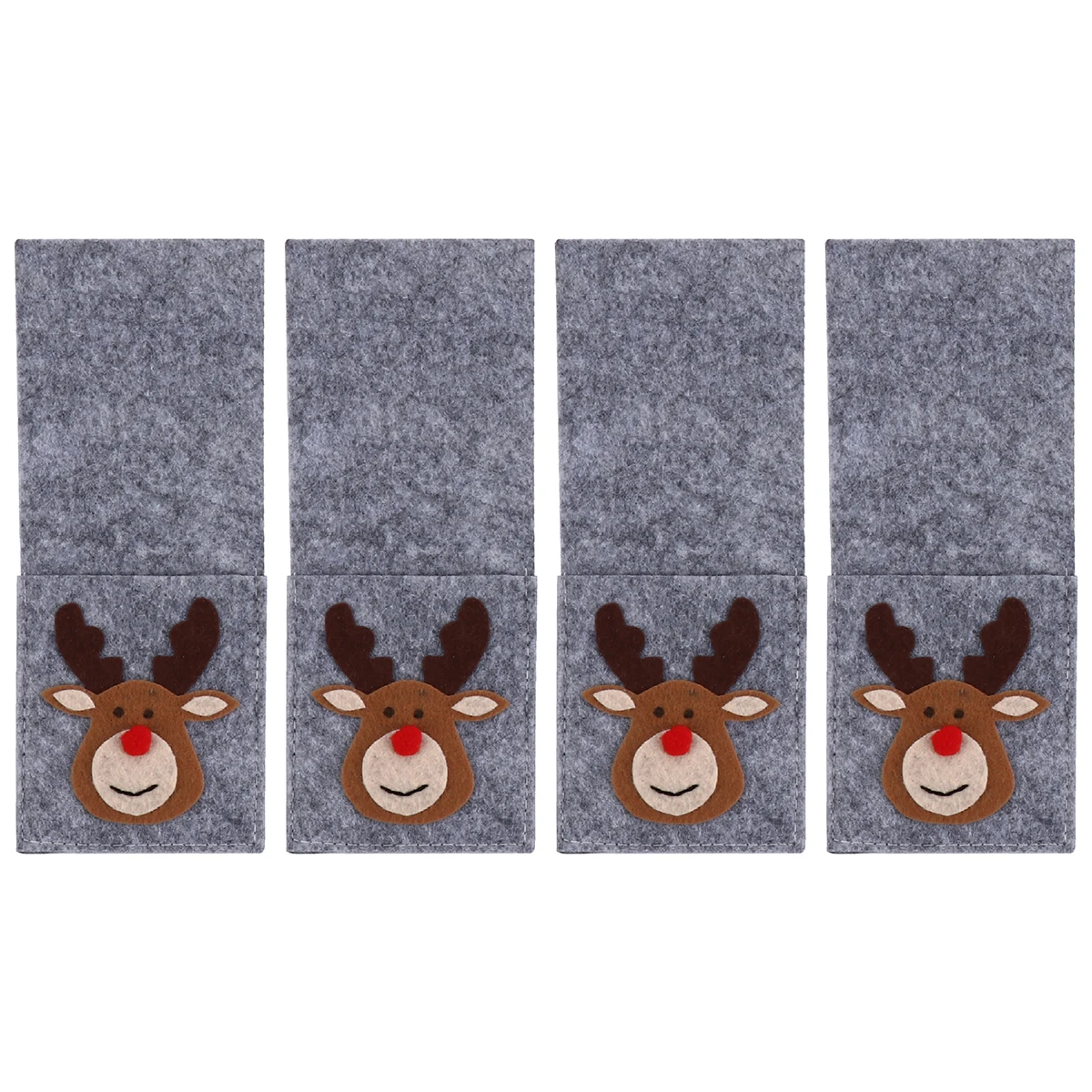 

4Pcs Reindeer Tableware Cover Christmas Decor Unique Theme Pattern Rich Color Fantastic Addition Dinner Table Lightweight