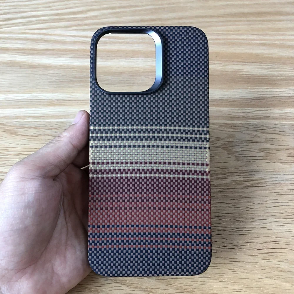 Phone colorful case for Apple iPhone 15 Pro Max ip15pm 15pm Kevlar real Aramid Carbon Fiber case Geometric lightweight 13-14