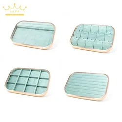 Green Velvet Jewelry Exhibitor Tray Jewelry Count Rings Bracelet Organizer Case Earrings Necklace Display Holder 30*20Cm