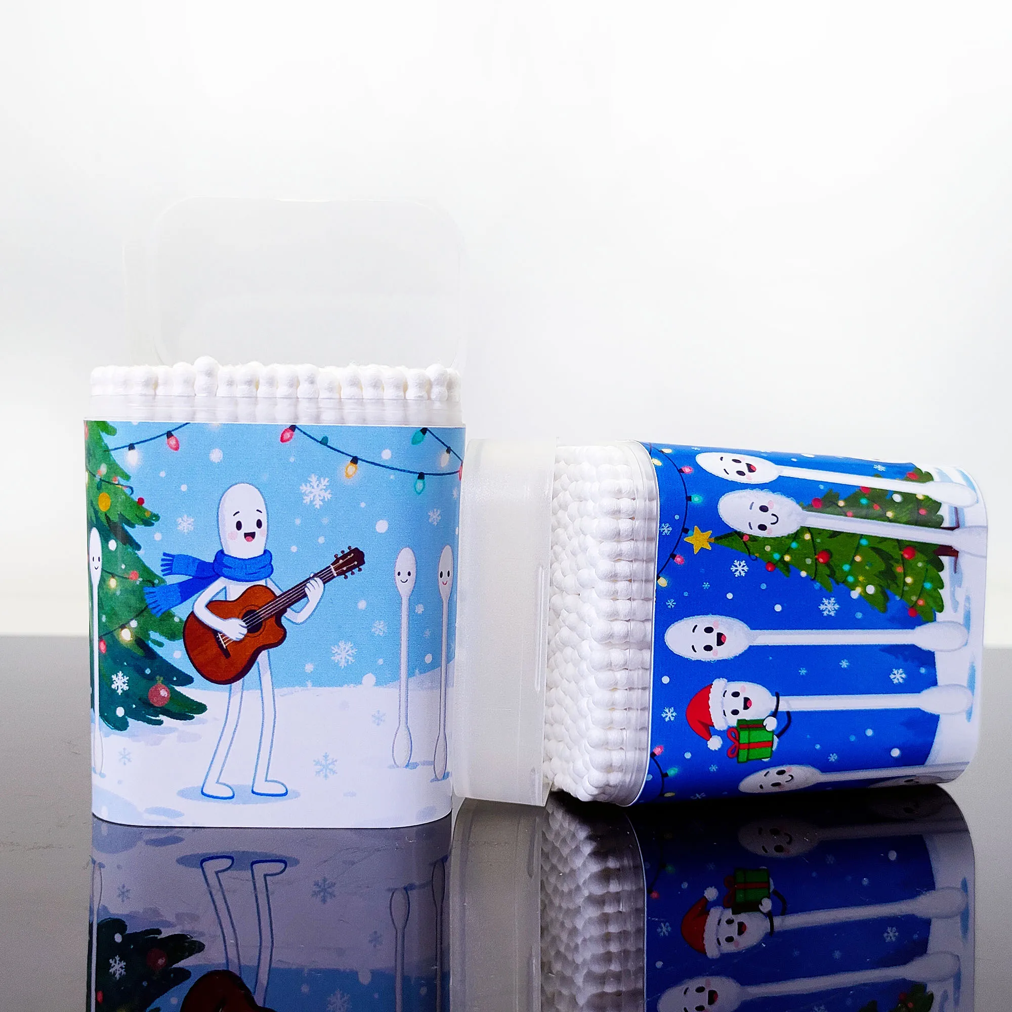 400 Stück kreative Wattestäbchen mit weihnachtlichem Thema und doppelköpfigen spiralen, runden, dünnen Stäbchen, multifunktionale Wattestäbchen.