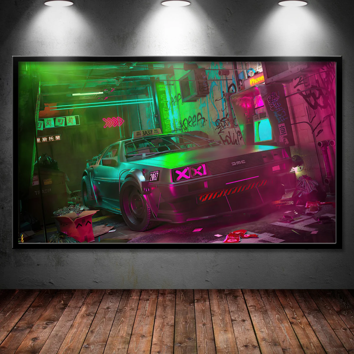 Supercar Posters Back To The Future Cyberpunks DeLorean DMC 4k Prints Wall Art Canvas Paintings for Home Living Room Decor