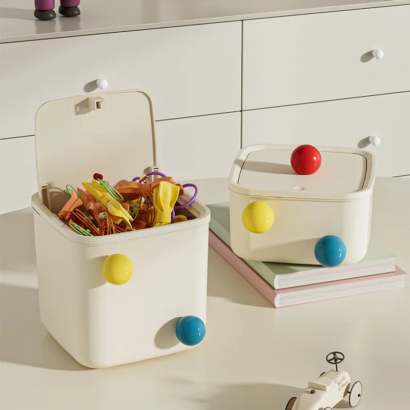 

Desktop Storage Bucket With Three Colour Columns And Lid Press Lattice Desktop Storage Box Mini Lidded Storage Bin