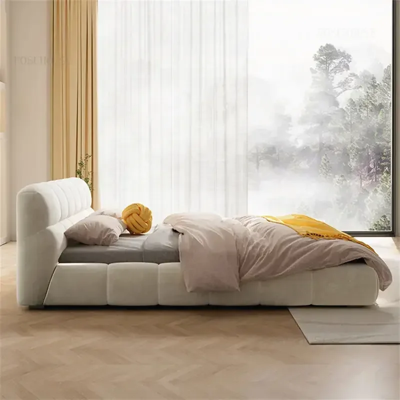 شقة التكنولوجيا الحديثة إطار سرير من القماش عنبر الشمال الأثاث سرير مزدوج كريم ماستر كاماس دي دورميتوريو الأثاث