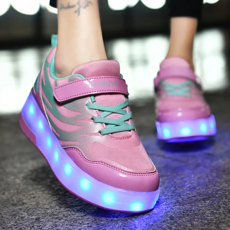 

Kids' & Teens' Roller Heelys: Invisible Detachable Rechargeable Flashing Shoes (Single/Double-Wheel)